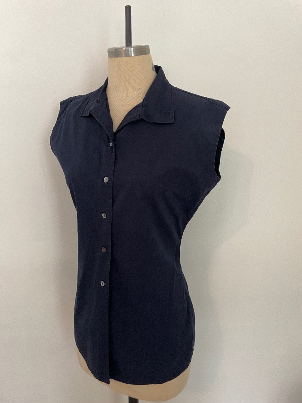 Vintage Romeo Gigli Button Down Structured Collared Blouse Blue 90s, IT 44 US 8